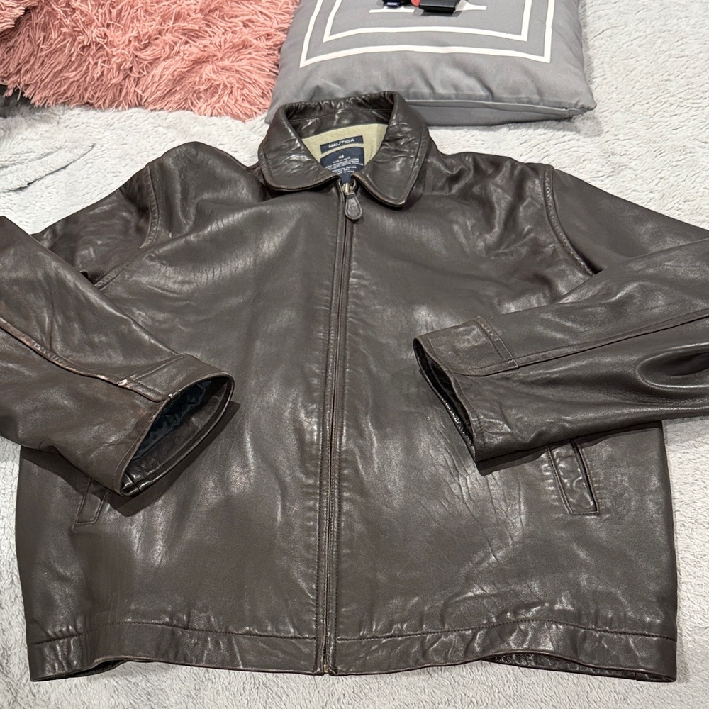 Nautica Dark Brown Leather Jacket